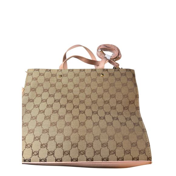 Bebe Jacquard Logo Tote Bag in Blush Pink | NWT | Large Shoulder/Crossbody - Picture 2 of 5